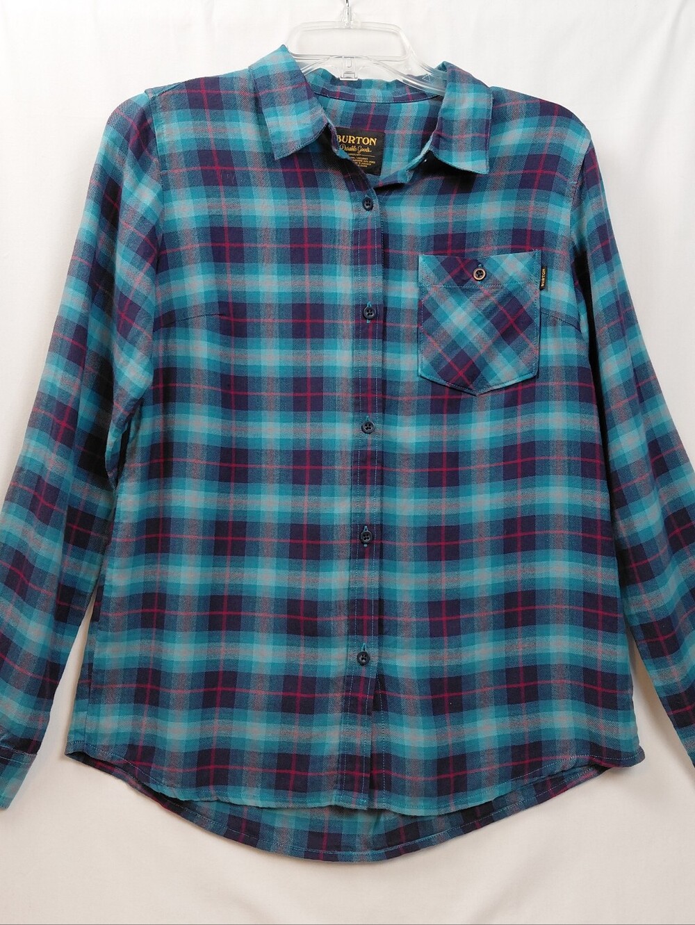 Burton 100% Cotton Grace Plaid Long Sleeve Button Up Shirt Women's Size Small